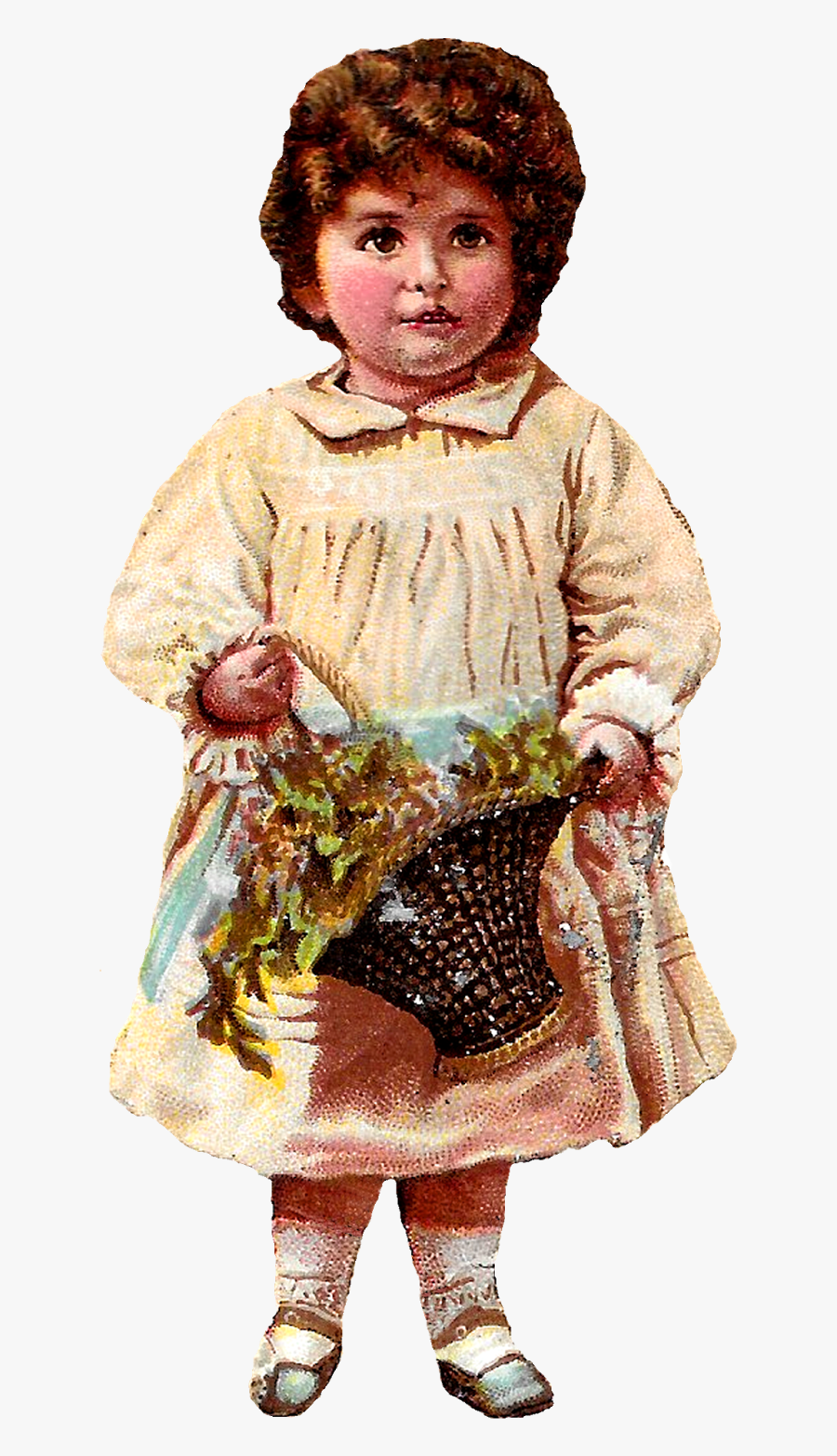 Girl Child Flower Basket Image Transfer Illustration - Baby, Transparent Clipart