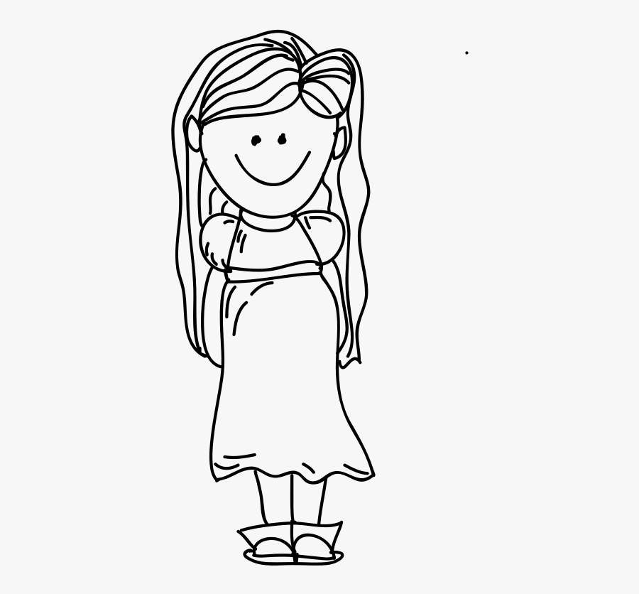 Girl Child Drawing Woman Infant Free Commercial Clipart - Cartoon Girl Black And White Png, Transparent Clipart