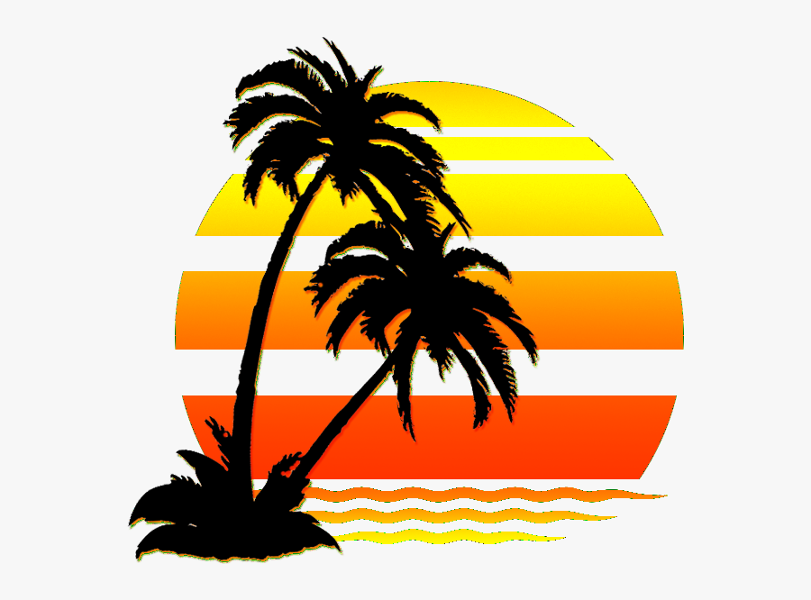 Hawaii Sunset Svg - Palm Tree Beach Clipart , Free Transparent Clipart