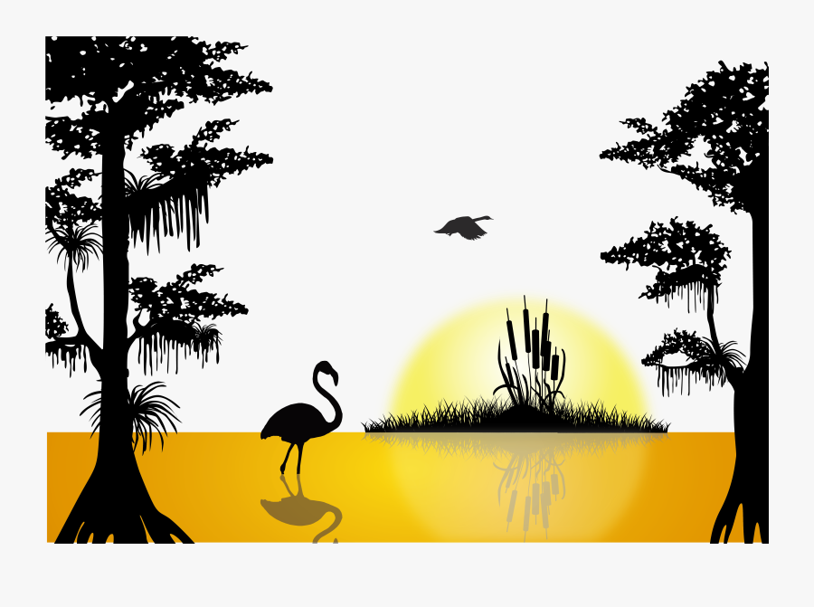 Sunset Lake Silhouette - Silhouette Of Sunset Png, Transparent Clipart