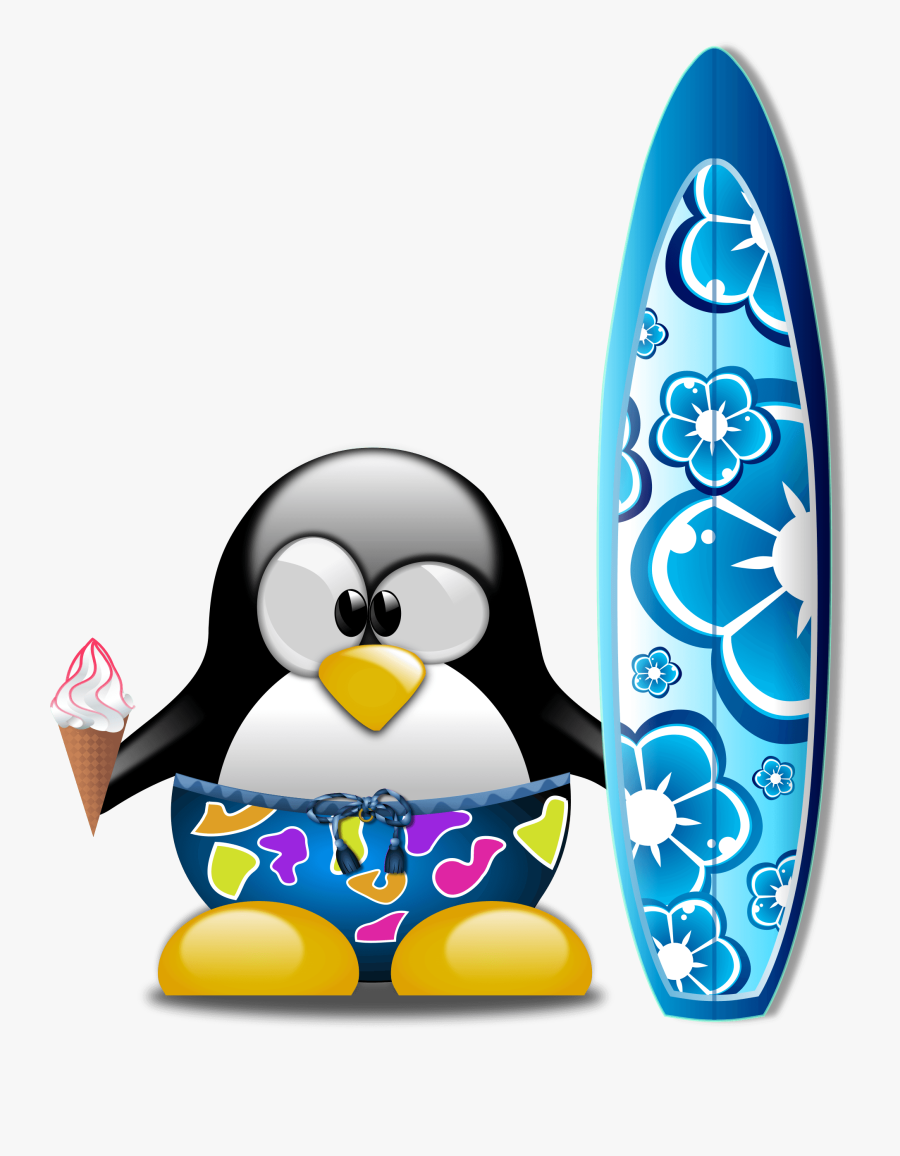 Tux The Surfer - Tux Linux Surf, Transparent Clipart