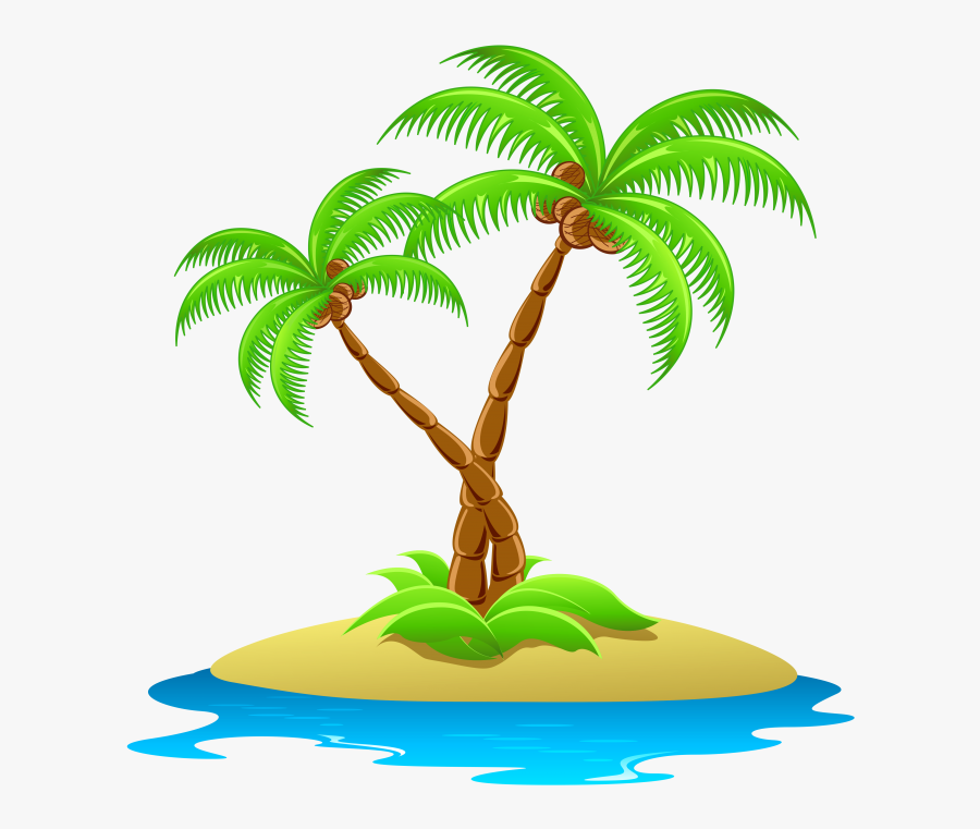 Island With Palm Trees Transparent Clipart - Palm Tree Island Clip Art, Transparent Clipart
