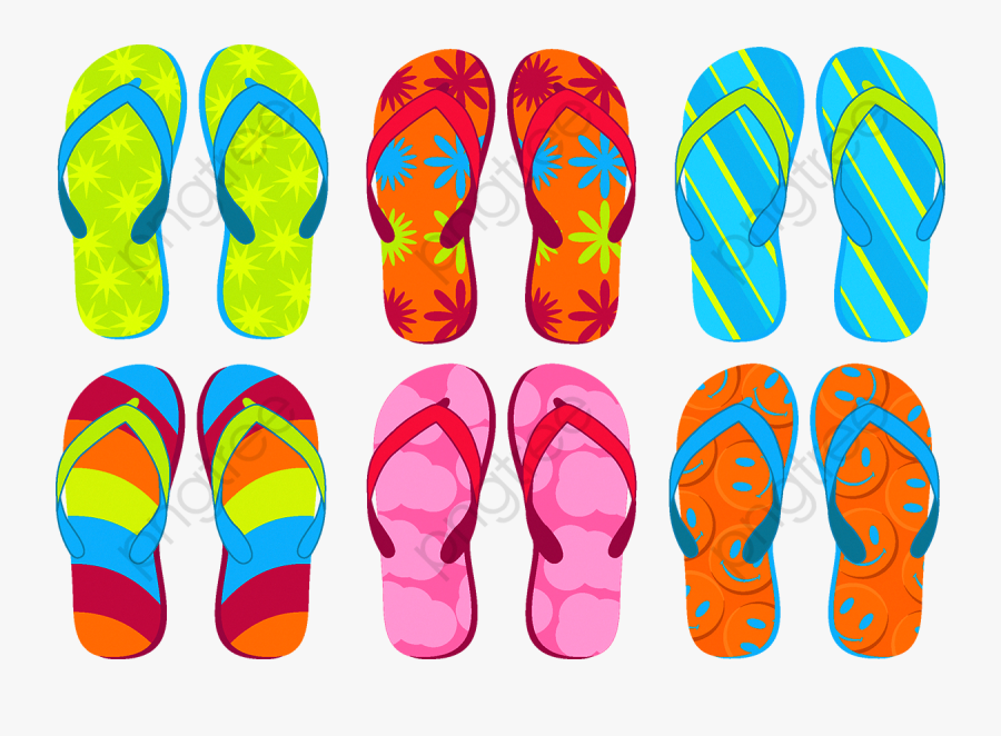 Flip Flop Clipart Watercolor - Colored Flip Flop Printable, Transparent Clipart