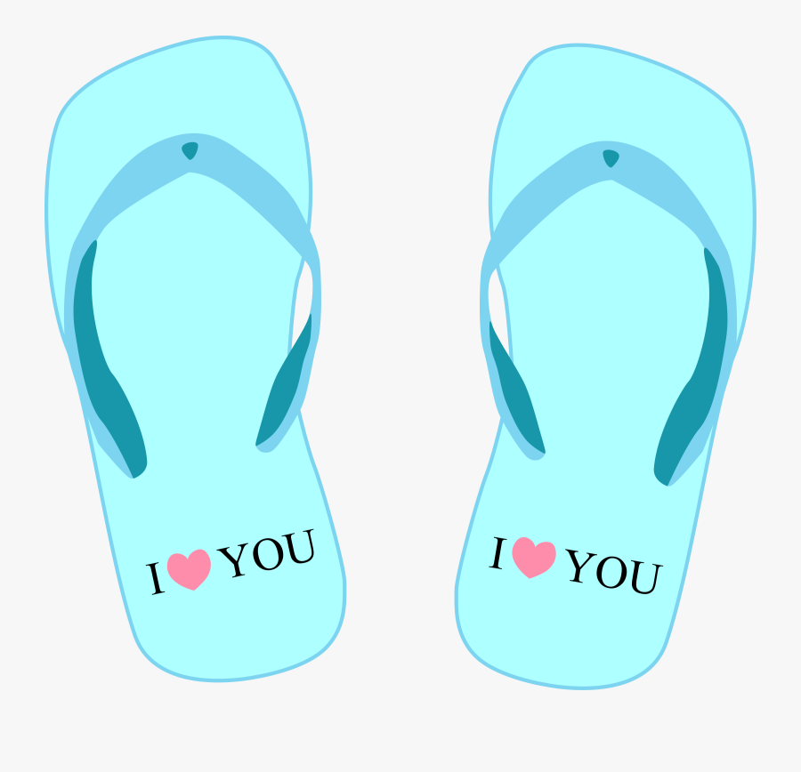 Thong Light Blue With "i Love - Tsinelas Clipart, Transparent Clipart