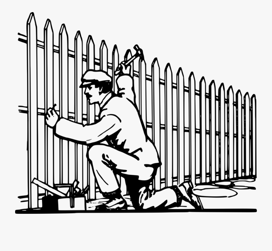 Standing,human Behavior,recreation - Man Fixing A Fence, Transparent Clipart