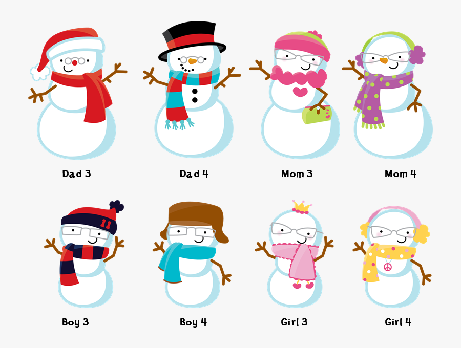 Download Snowman Family With Snowflakes - Christmas Snowman Family Clipart , Free Transparent Clipart ...