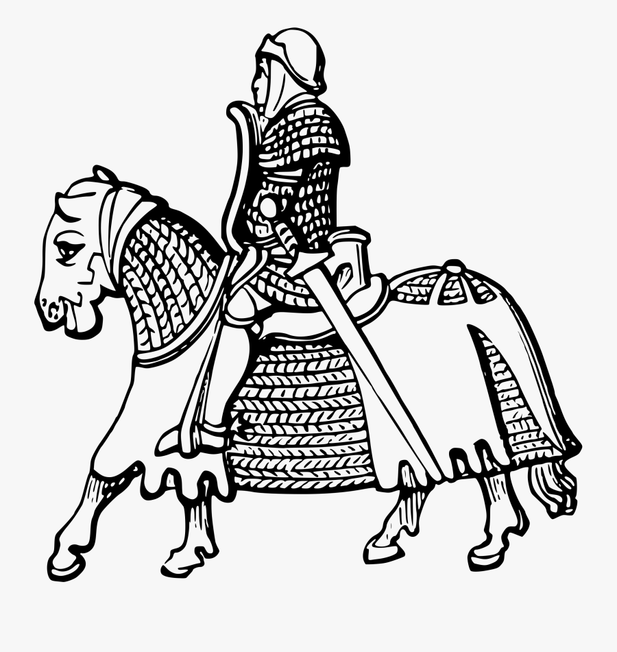 Clipart Knight 4 - Knights On Horses Colouring, Transparent Clipart