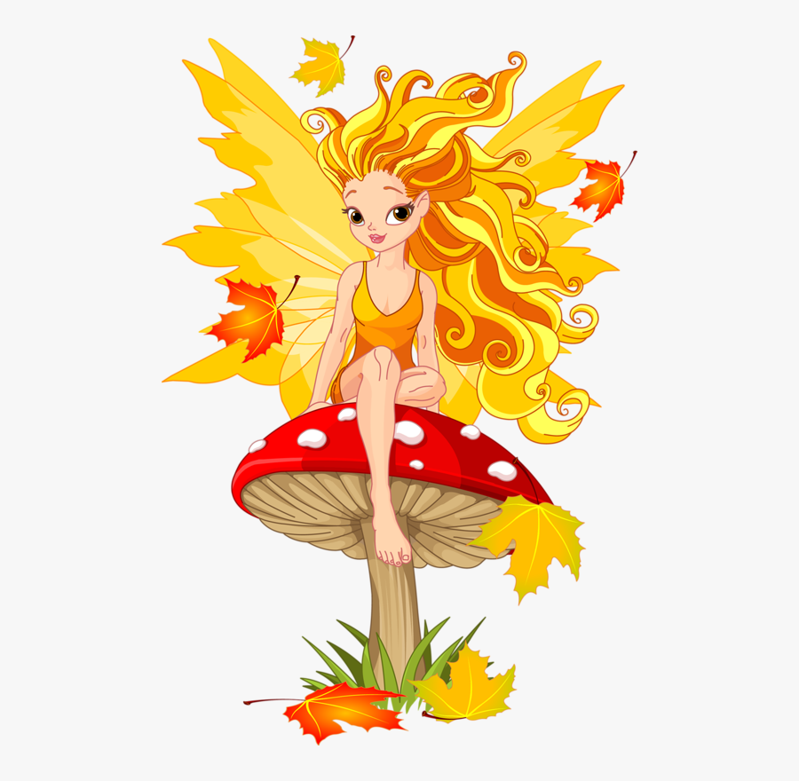 Cartoon Fairies Sitting On Mushroom , Free Transparent Clipart ClipartKey