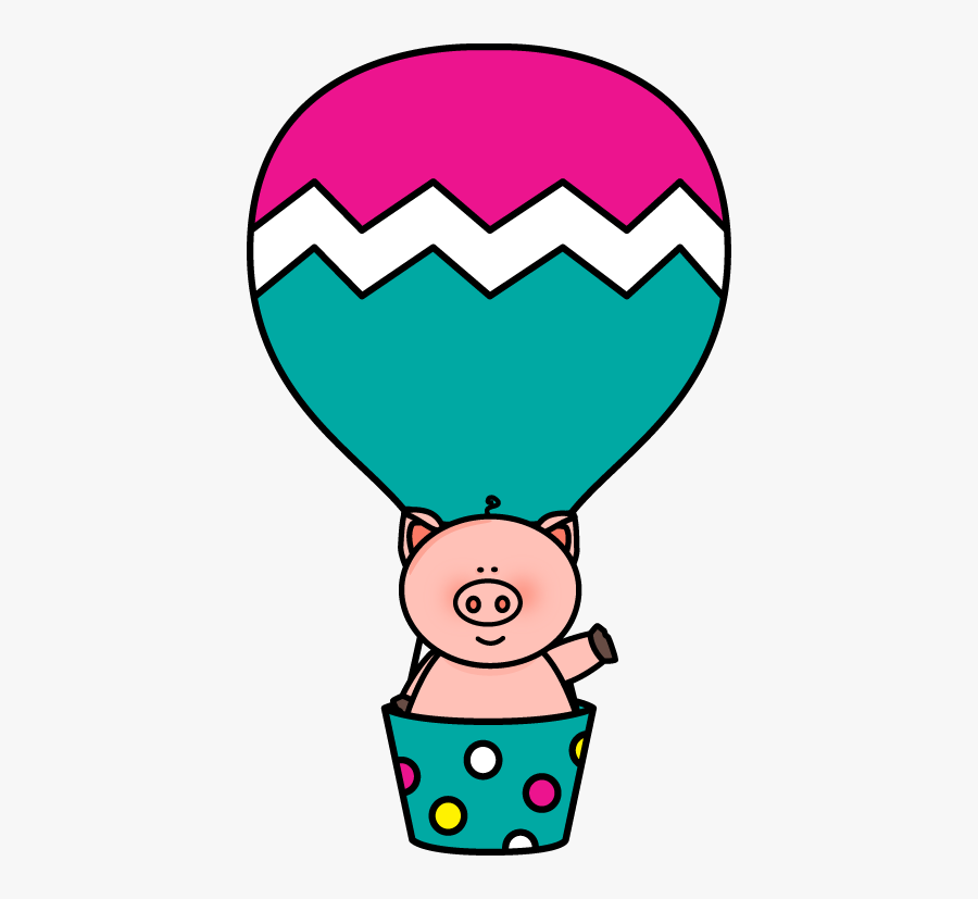 Pig In A Hot Air Balloon Clip Art - Cute Clip Art Hot Air Balloon, Transparent Clipart