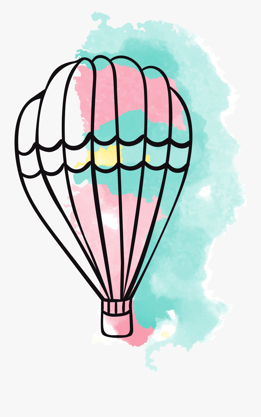 Balloon Clipart Airplane - Watercolour Hot Air Balloon Png , Free ...