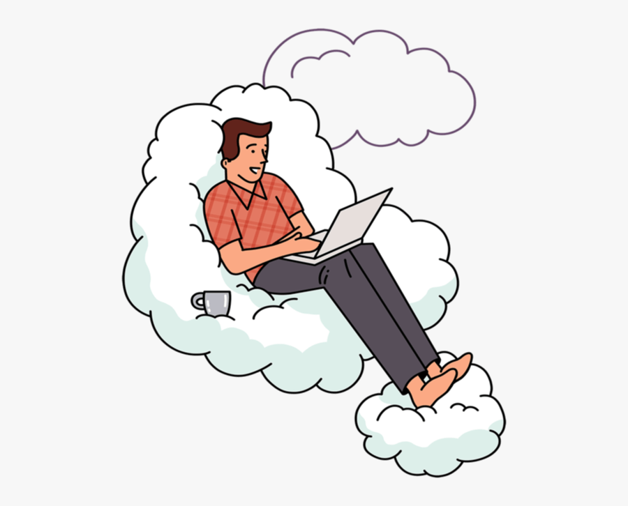 Receptionist Clipart Doctor Office Waiting Room - Guy Sitting In Cloud Cartoon, Transparent Clipart
