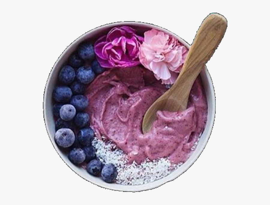 #yogurt #fruit #bowl #cute #food #aesthetic #blue #pink - Cute Yogurt, Transparent Clipart