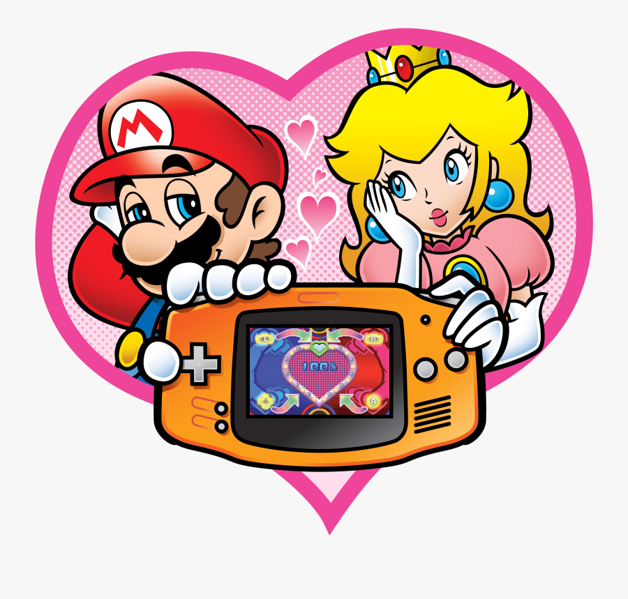 Mario And Peach Holding A Gameboy In A Romantic Way - Mario And Peach Mario Party Advance, Transparent Clipart