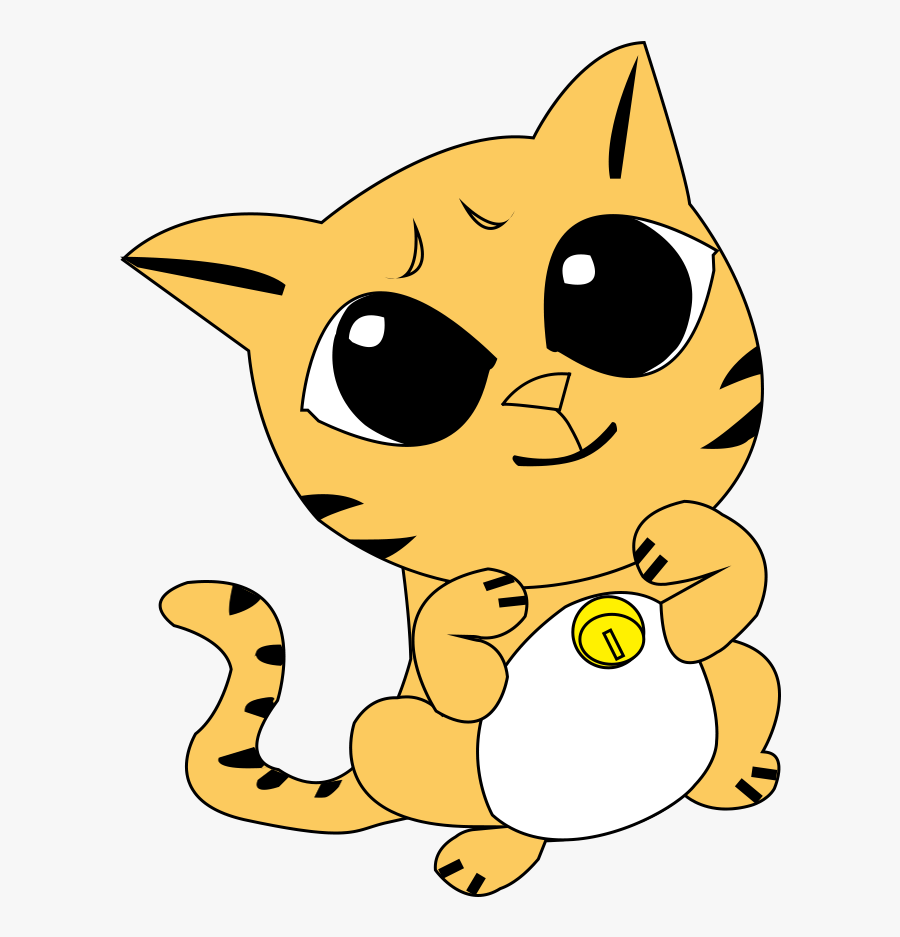 Kitten Clipart Yellow Cat - Gambar Kartun Anak Kucing, Transparent Clipart