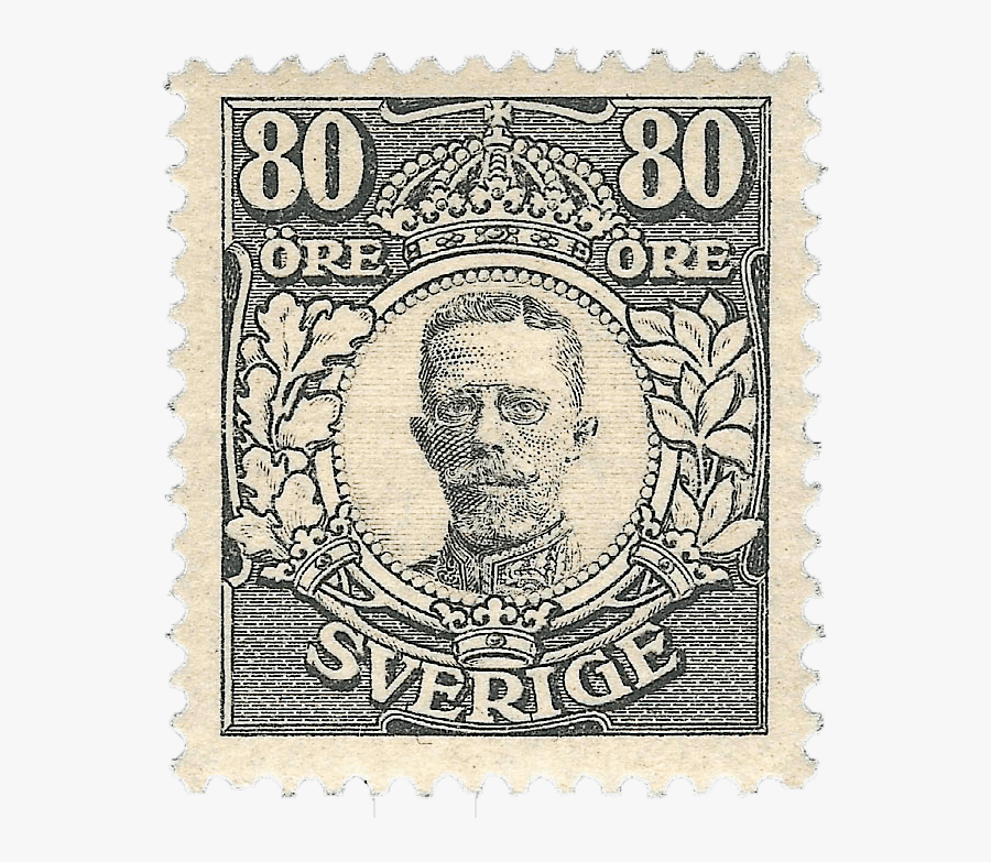 80ö Black King Gustav V Stamp, - Sverige Stamp Most Valuable, Transparent Clipart