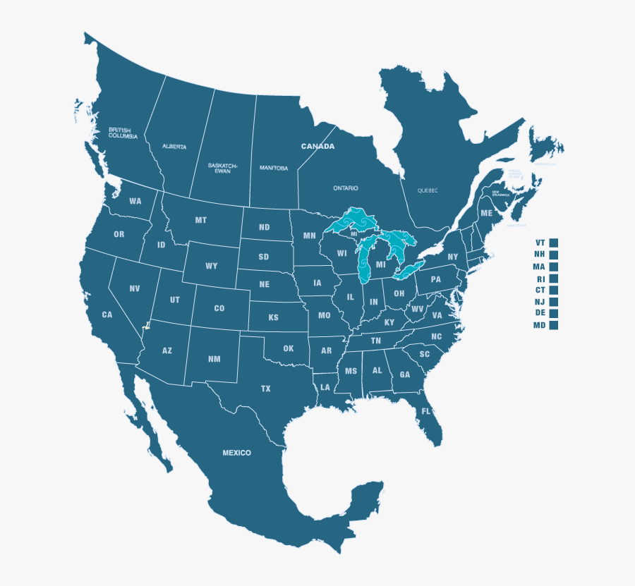 Of Canada Us And - Us And Mexico Outline, Transparent Clipart