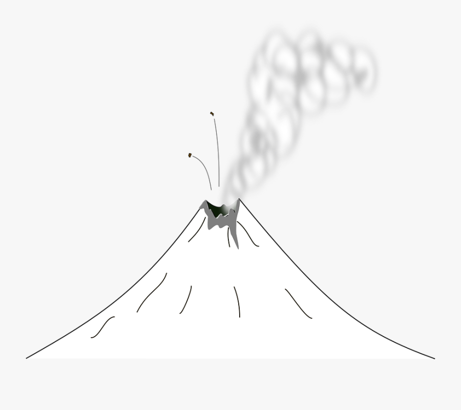 Black, White, Volcano, Fume - Volcan En Blanco Y Negro, Transparent Clipart