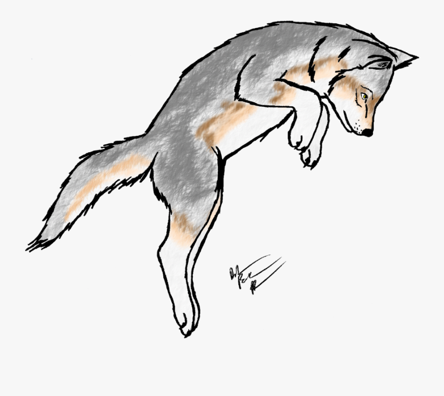 Transparent Wolf Clipart Png - Draw A Wolf Pouncing, Transparent Clipart