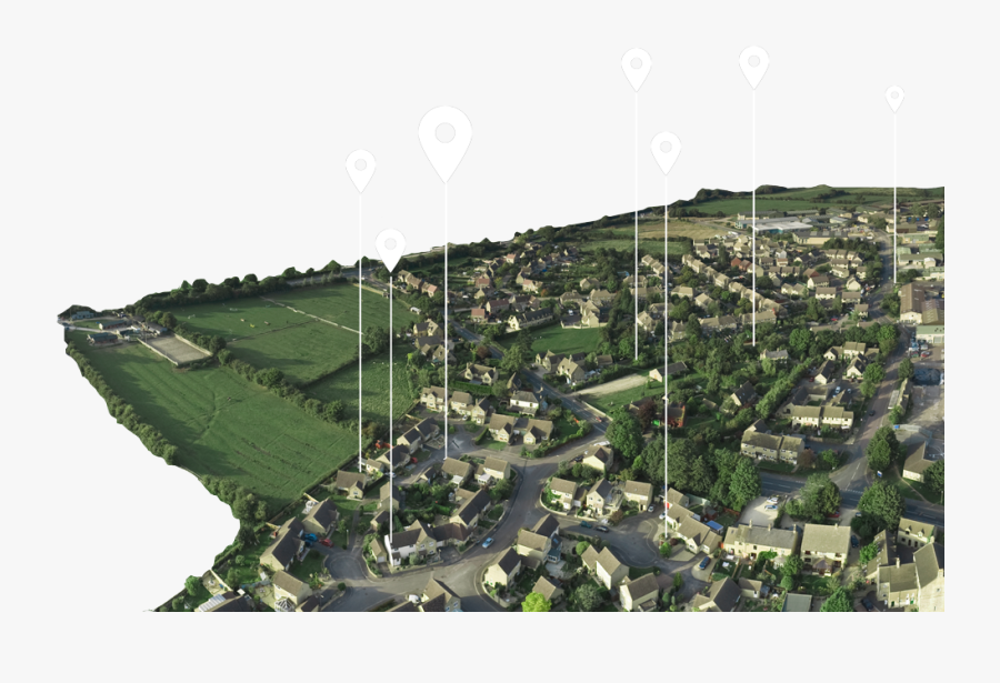 Satelite Image With Pin Markers - Green Belt Land, Transparent Clipart