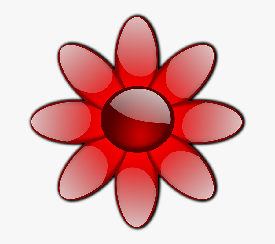 Flower, Red, Glass, Glossy, Glow - Flowers Clip Art, Transparent Clipart