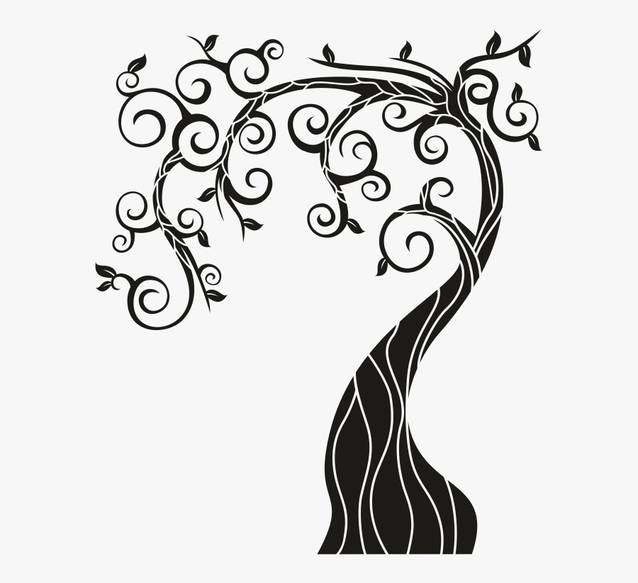 Wall Decal Tree Sticker Clip Art - Fairy Tree Black And White, Transparent Clipart