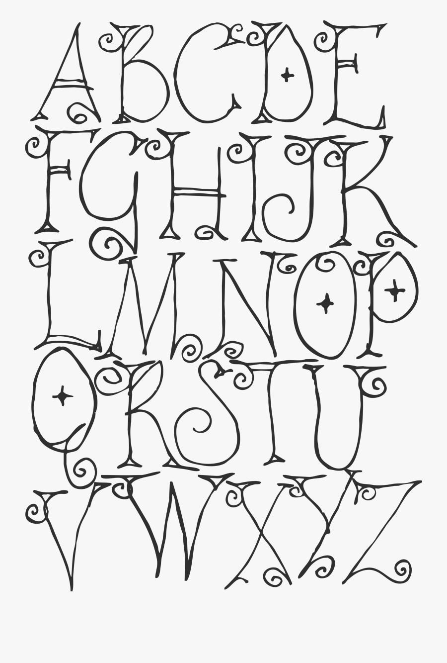 Clip Art Drawn Whimsical Font Melanie - Drawing, Transparent Clipart