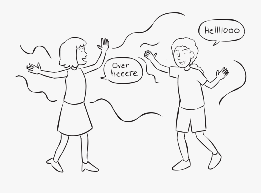 Two People Excited To Greet One Another In Energiser, Transparent Clipart