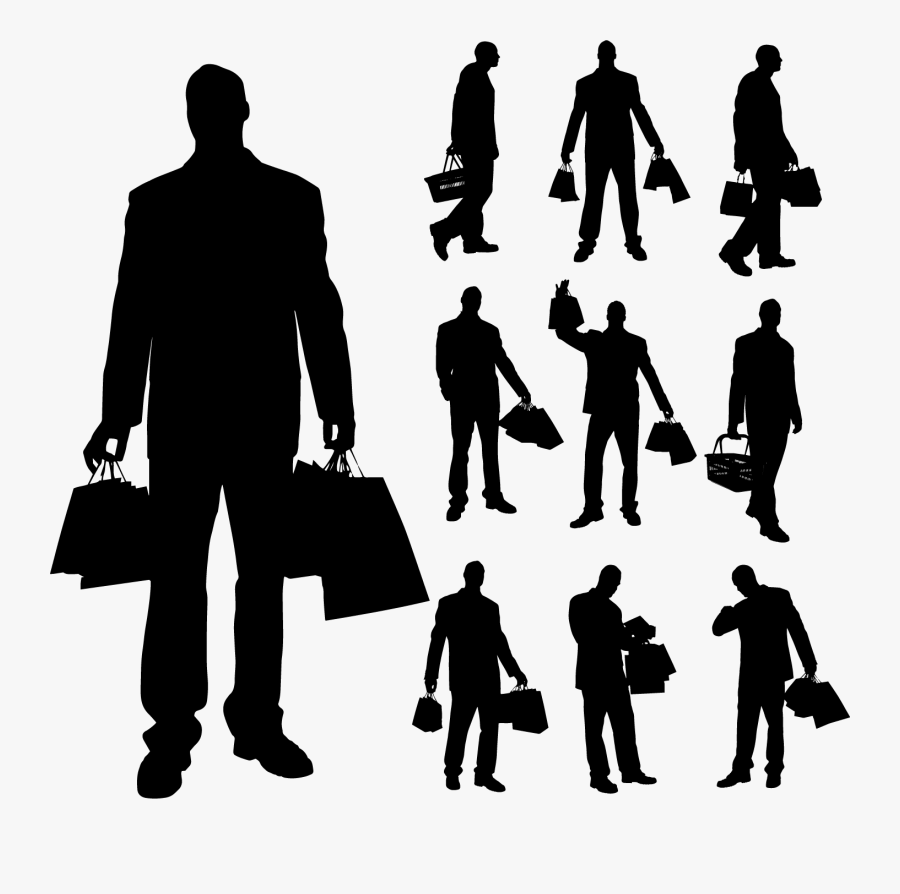 Different Occupations Man Silhouettes 02 Png - Man Shopping Silhouette Png, Transparent Clipart