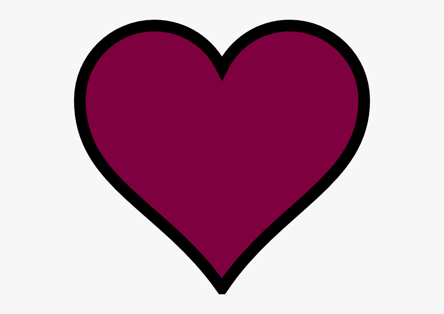 Red Heart Black Outline, Transparent Clipart