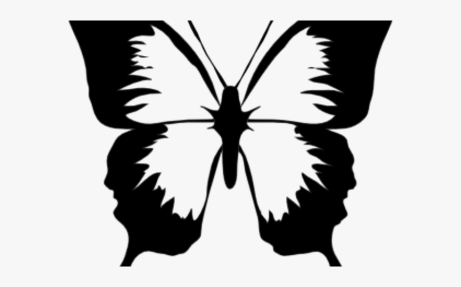 Easy Insect Cliparts - Butterfly Cartoon Black And White, Transparent Clipart
