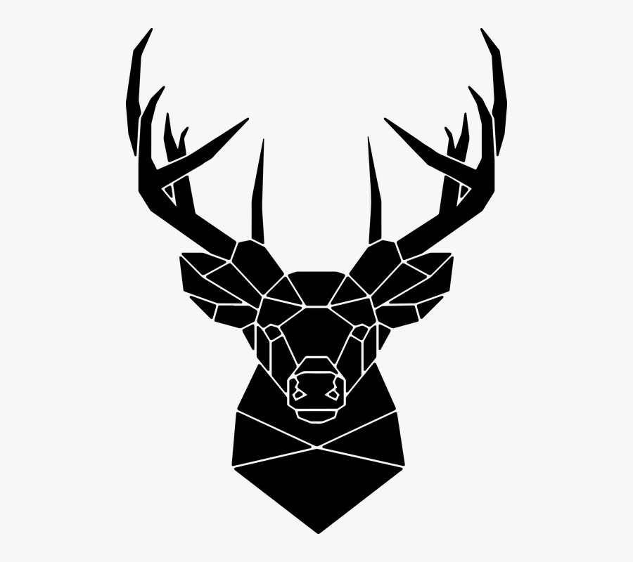 Transparent Deer Silhouette Png - Stag Silhouette Head Geometric, Transparent Clipart