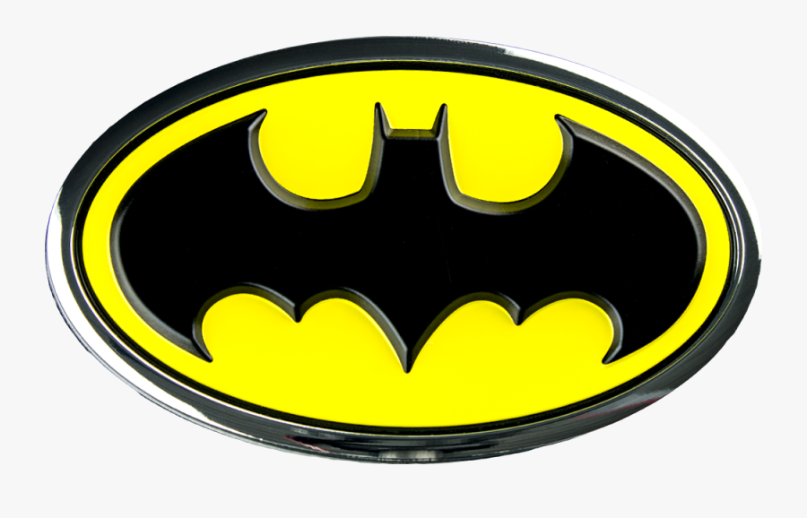 Batman Classic Logo Chrome, Black And Yellow Premium - Printable Batman Logo, Transparent Clipart