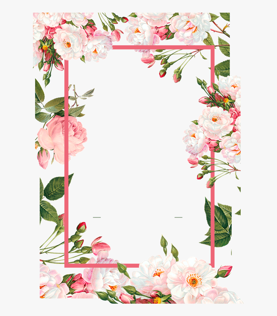 Transparent Pink Border Clipart - Floral Frame Png Free, Transparent Clipart