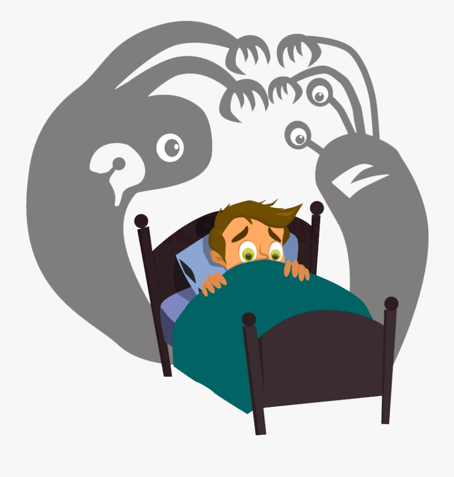Boy Sleeping In Fear Cartoon, Transparent Clipart