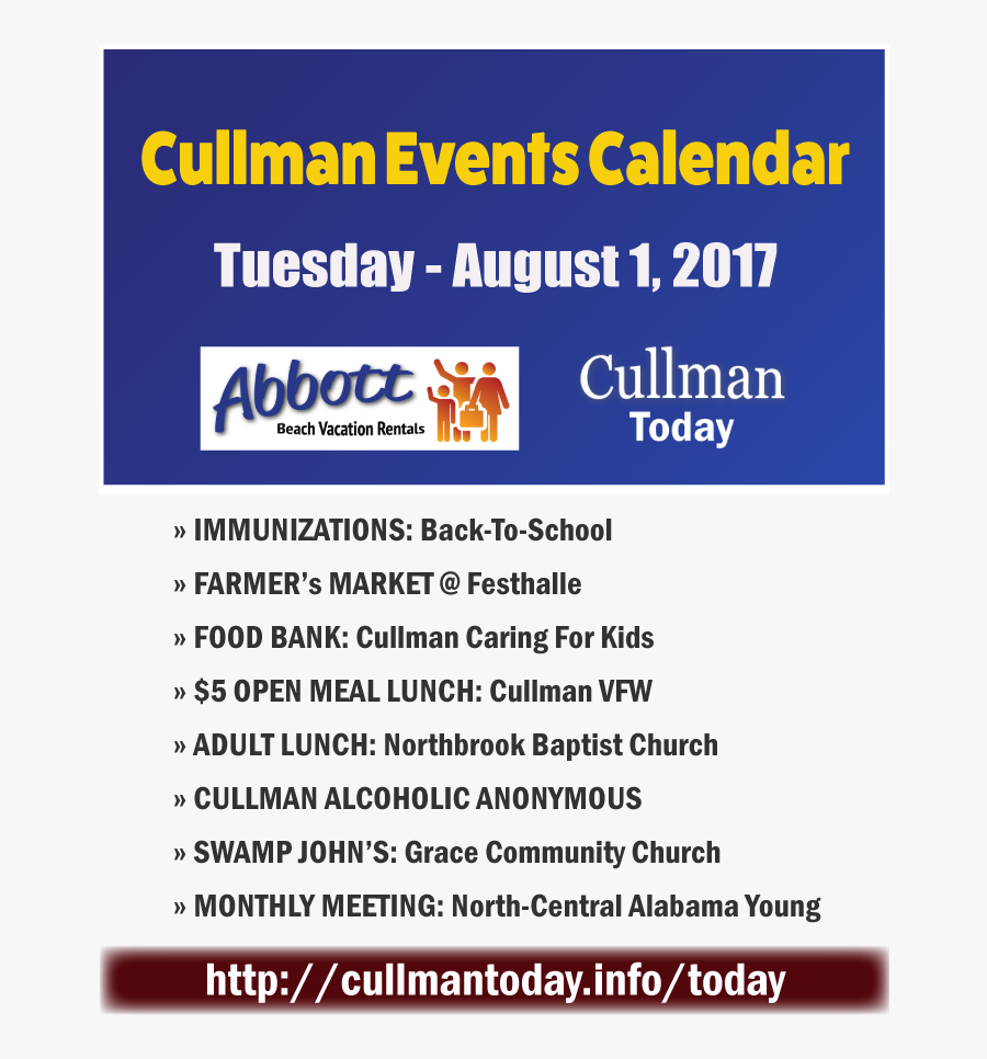 Cullman Events Calendar Tuesday August - Dr. A.p.j. Abdul Kalam Technical University, Transparent Clipart