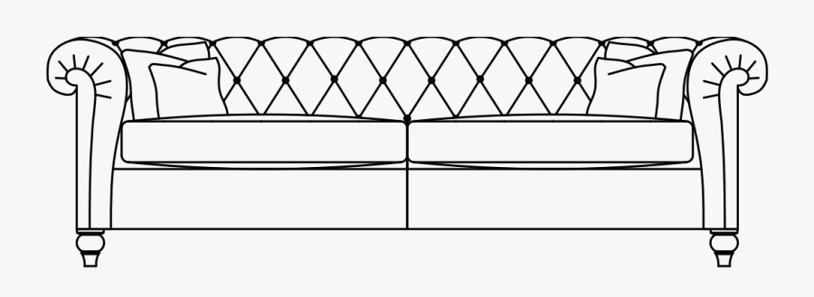 Connaught Grand Sofa Line Drawing - Line Drawing Of A Chesterfield Sofa, Transparent Clipart