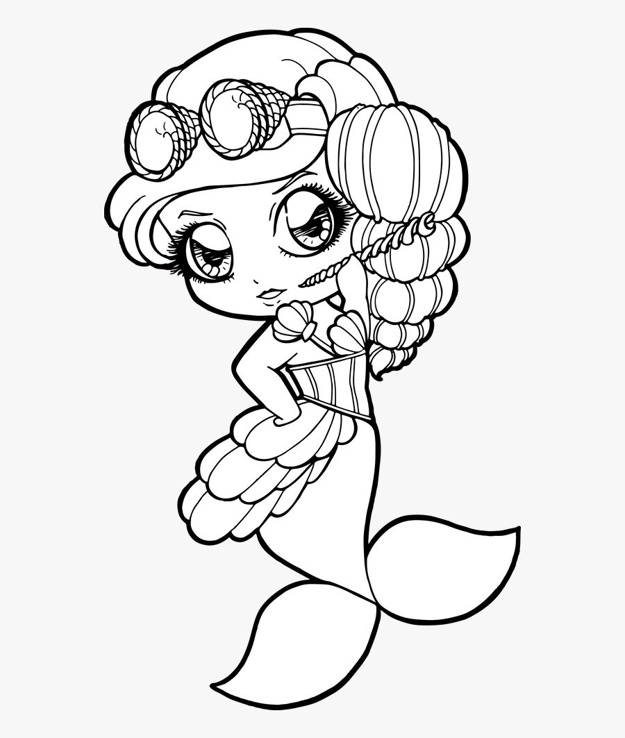 Drawing Shell Mermaid Clipart , Png Download - Mermaid Drawing Coloring Page, Transparent Clipart