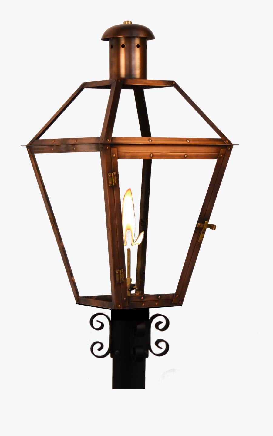 Transparent Street Lamp Post Png - Copper Gate Post Lanterns, Transparent Clipart