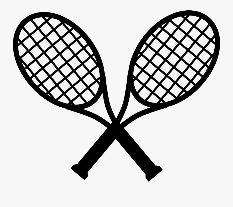 Tennis, Black, Two, Sports, Racket, Racquets, Crossing - Crossed Tennis Rackets Clipart, Transparent Clipart