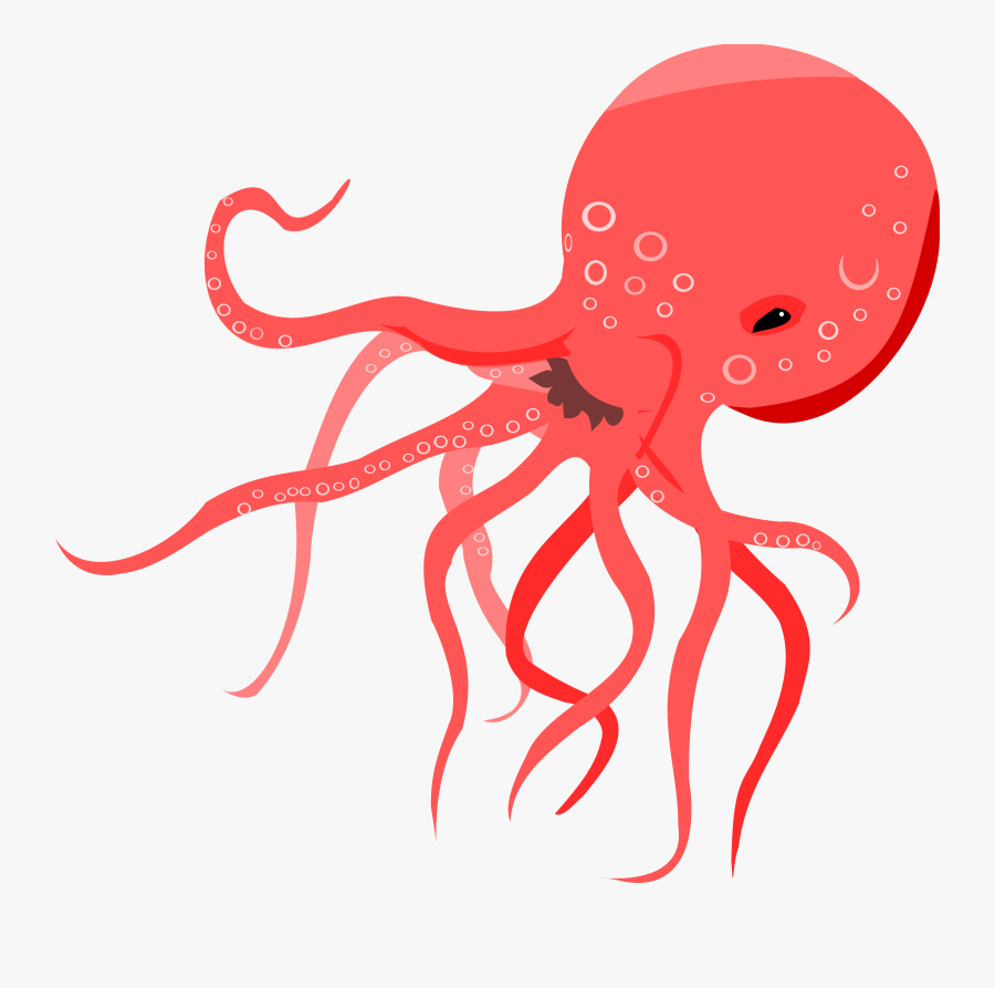 Red Octopus Clip Arts - Gambar Kartun Gurita, Transparent Clipart