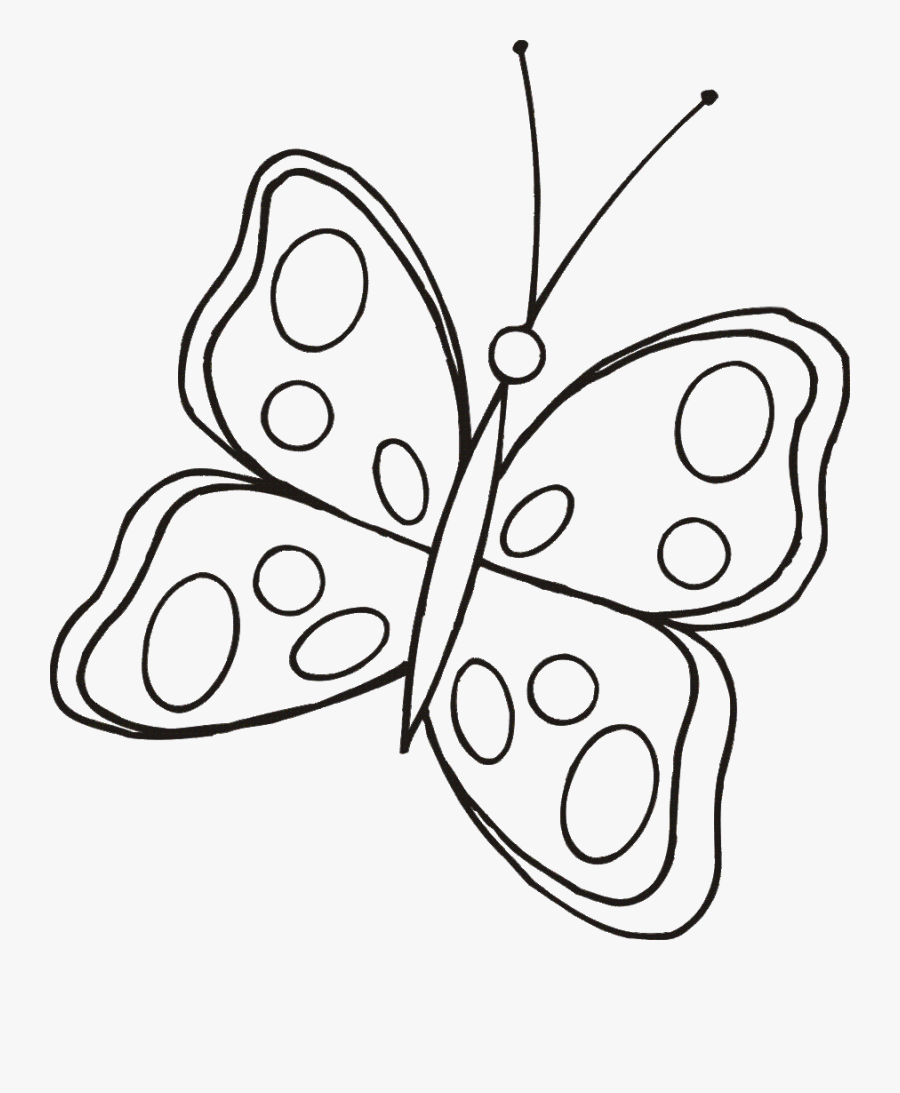 Transparent Butterfly Clipart Black And White - Easy Butterflies Line Drawing, Transparent Clipart