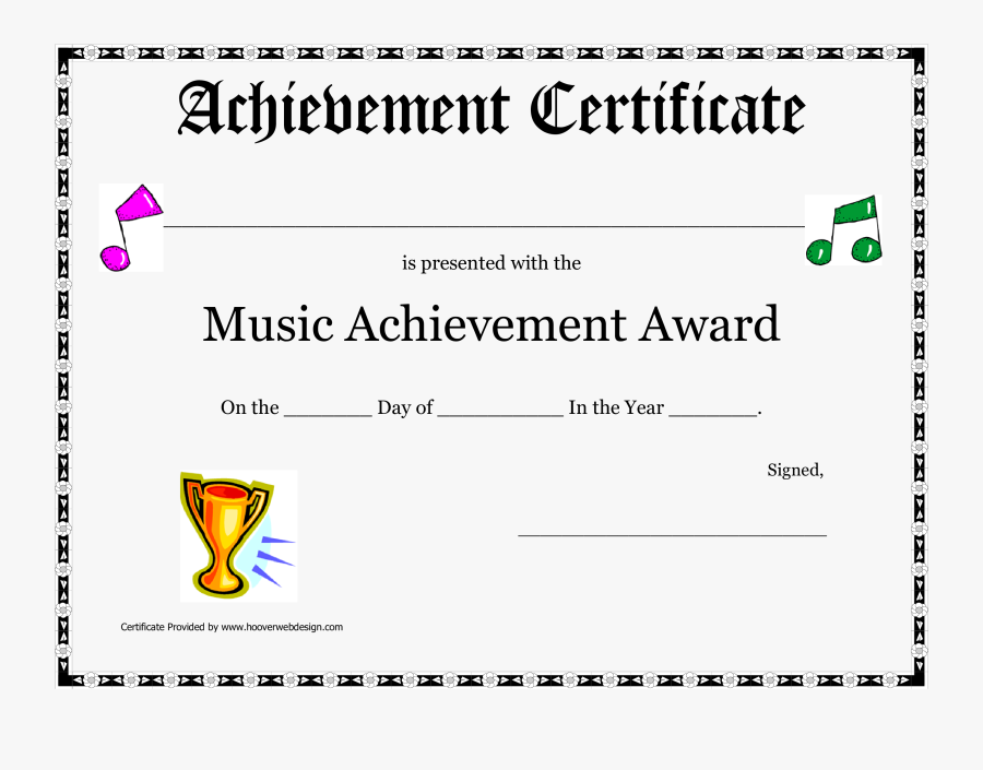 Clip Art Achievement Awards Template - Music Award Certificate Free, Transparent Clipart