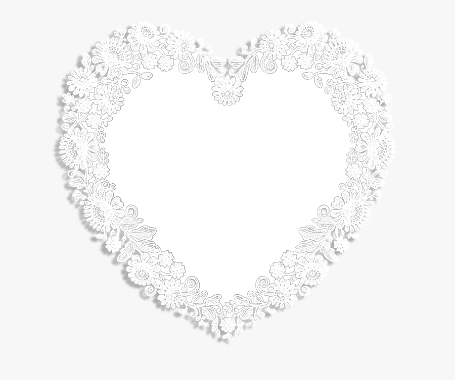 White Lace Heart Shape Frame Pink Background Black - Pink Lace Heart Frame, Transparent Clipart