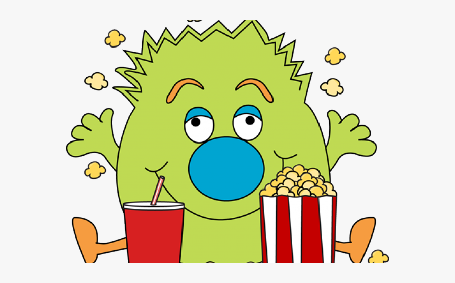 Monster Eating Cliparts - Monster Popcorn Clipart, Transparent Clipart