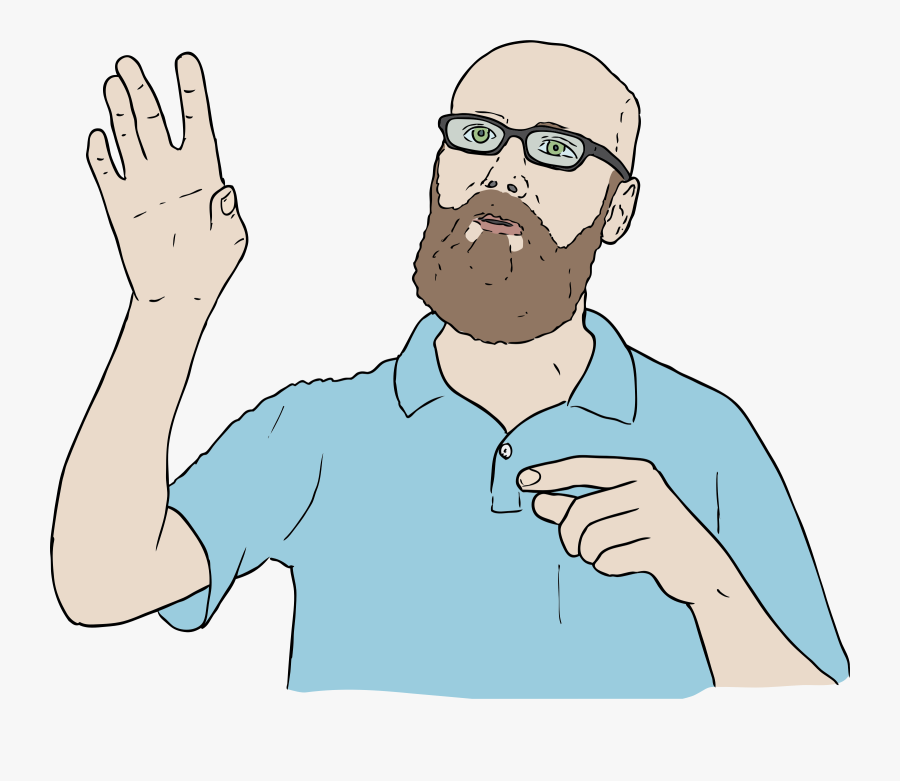 Clipart Hands Self - Cartoon Man With Hand Up, Transparent Clipart