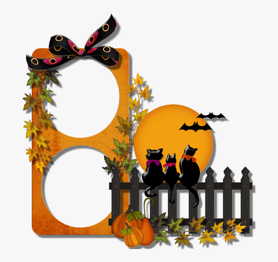 Halloween Picture Frames Pumpkin Clip Art - Clipart Cat On Fence, Transparent Clipart