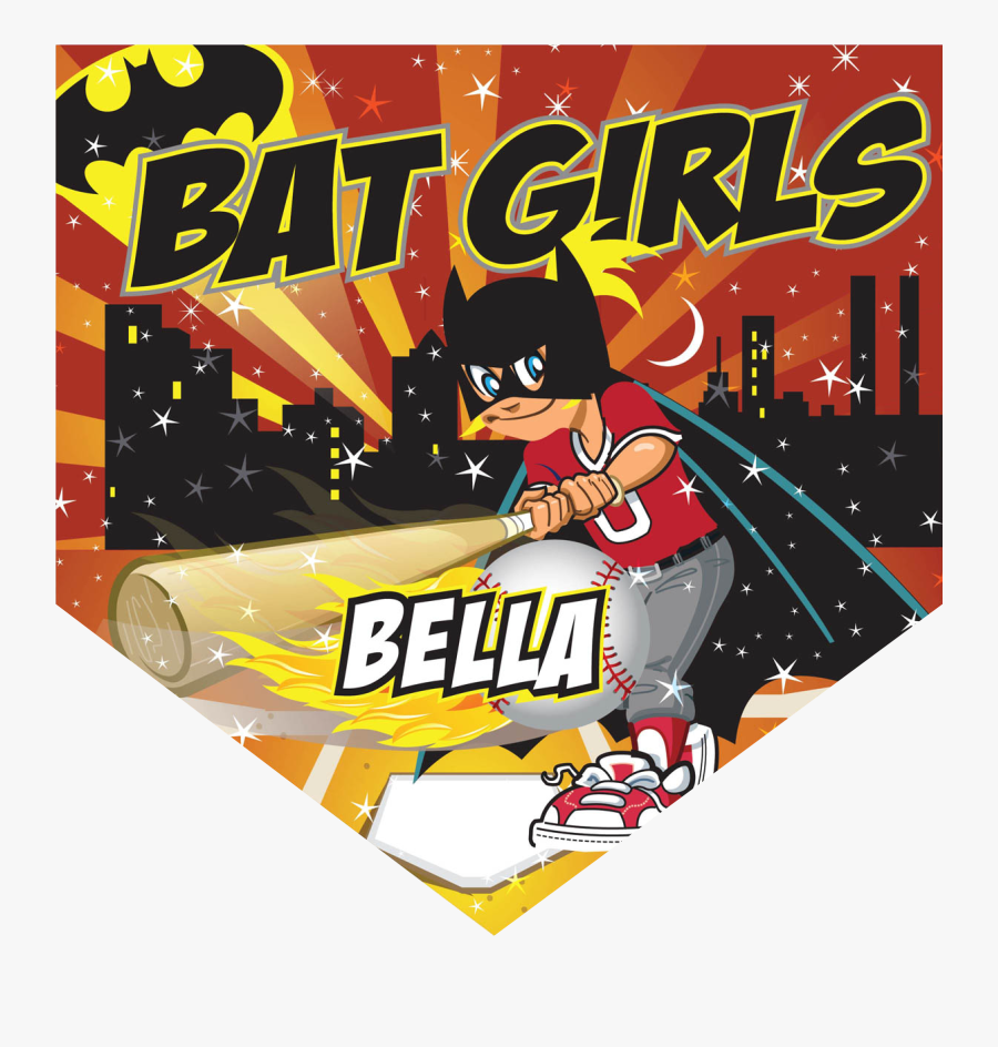 Bat Girls Home Plate Individual Team Pennant - Poster, Transparent Clipart