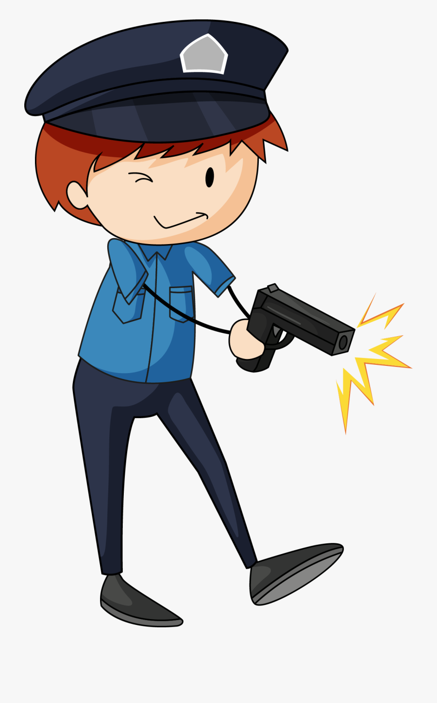 Drawing Illustration A Shot - Police With Gun Drawing, Transparent Clipart
