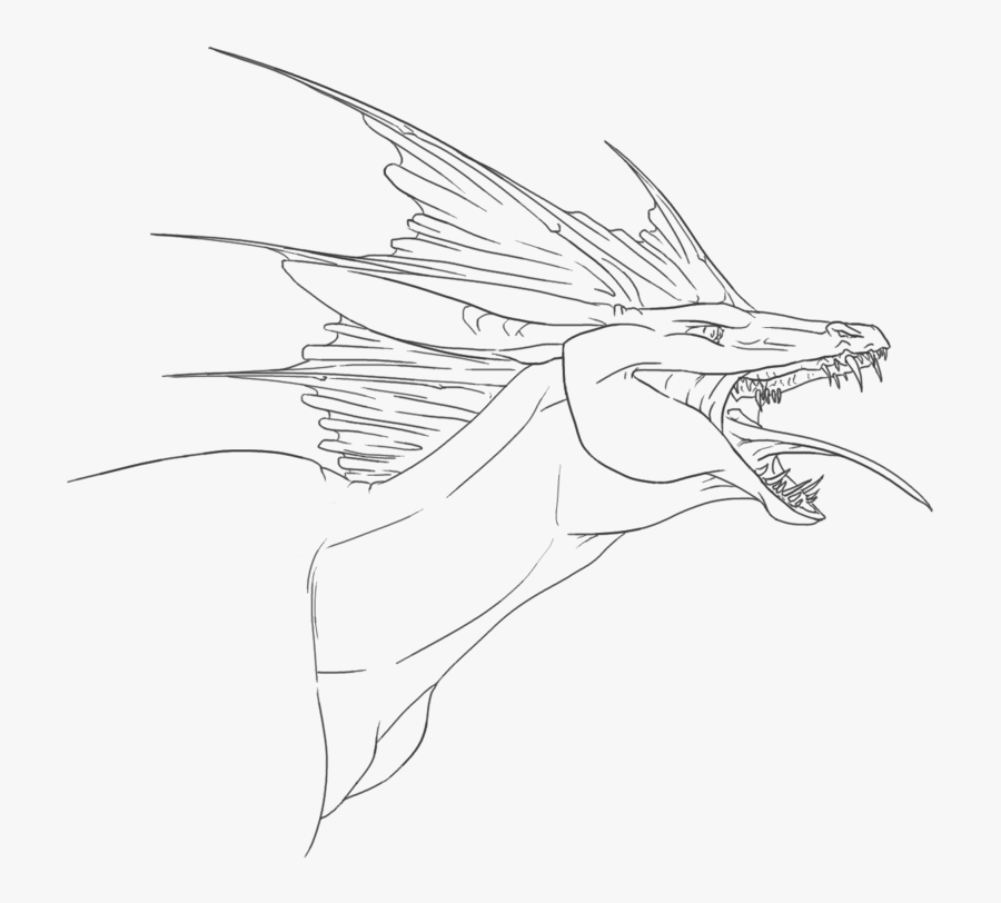 Dragon Head Coloring Page - Line Art, Transparent Clipart