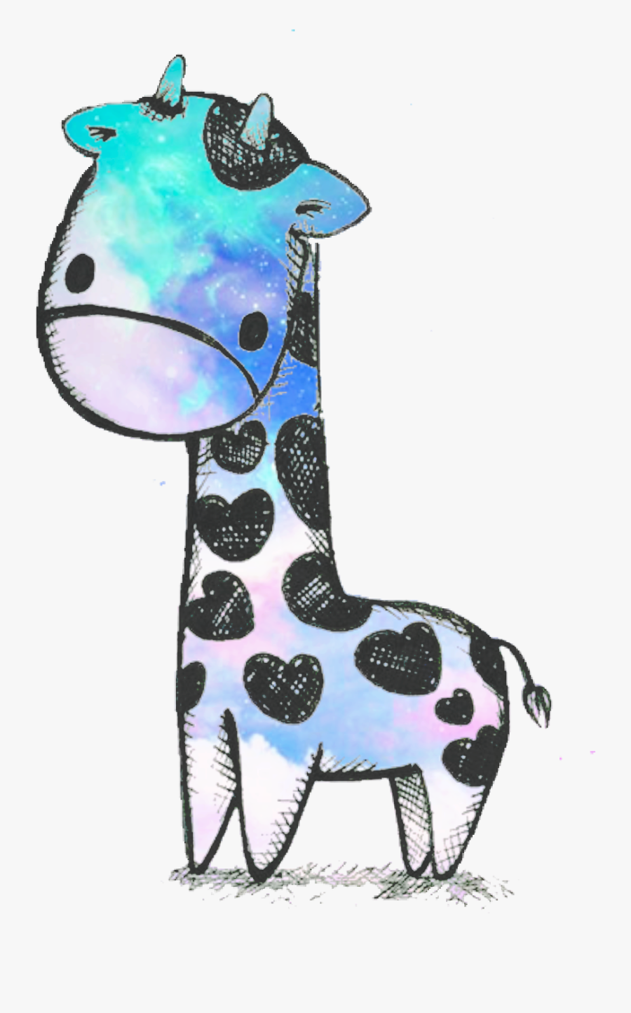 #giraffe #sky #galaxy #cute #kawaii #chibi #pastel - Easy Cute Elephant Drawing, Transparent Clipart